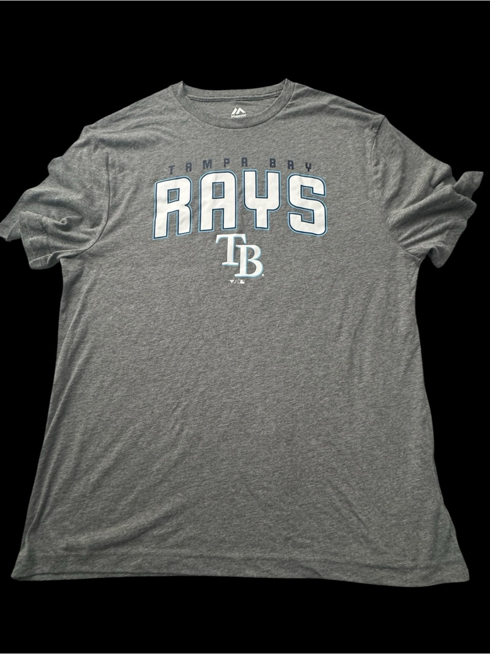 New men’s soft Majestic Tampa Bay Rays Gray tee XL 24” pit-pit